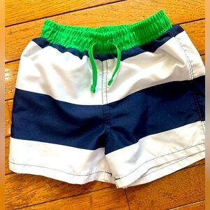 Striped baby swim shorts; 18-24 mos; Primary.com brand; lined